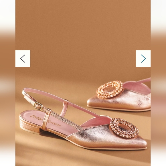💖💖 BNIB Pretty Ballerinas Rose Gold Flats Slingback Pointed Toe Size US 7- 7½ - Picture 5 of 8